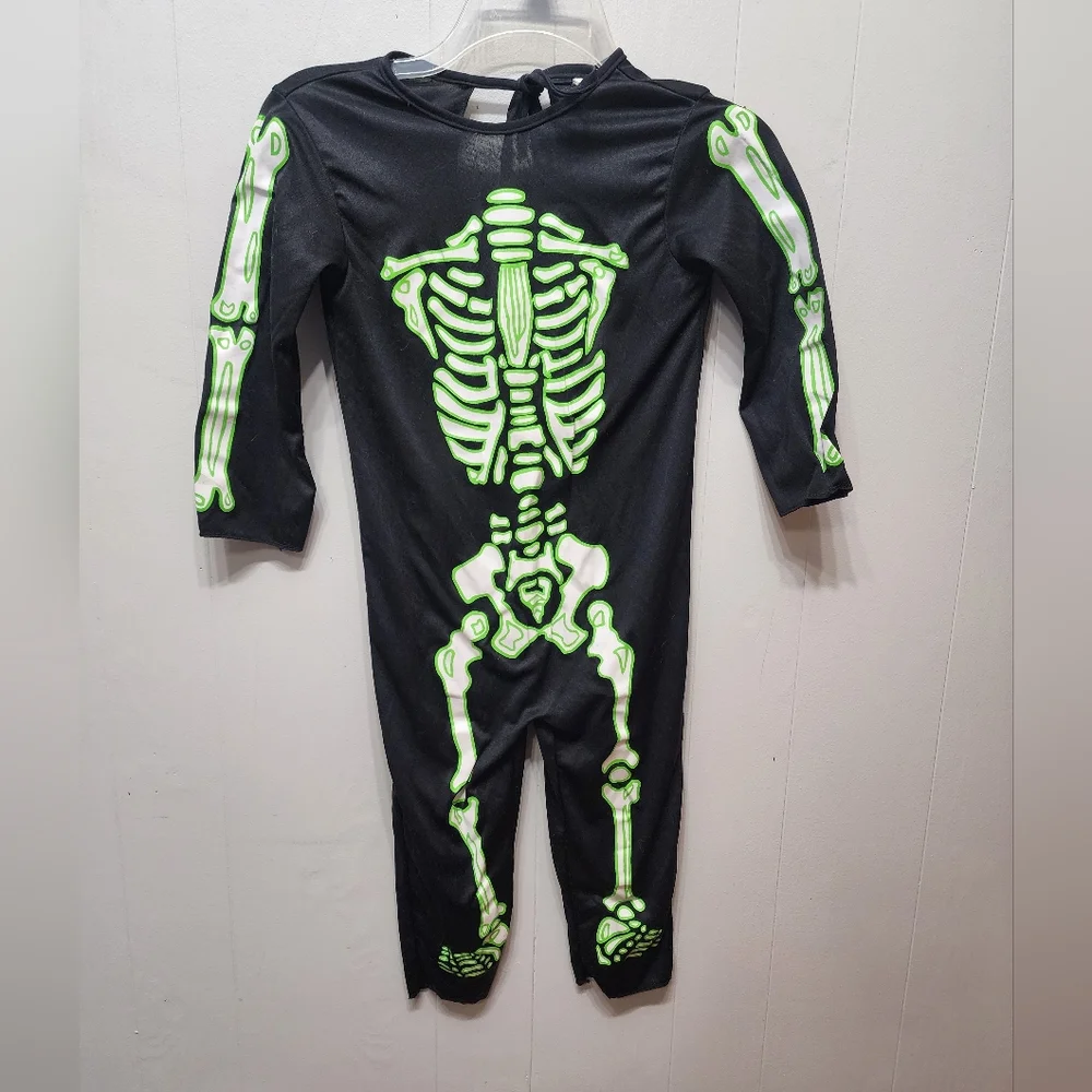 Skeleton Costume Jumpsuit Youth Halloween One Piece Small See Measurements B959